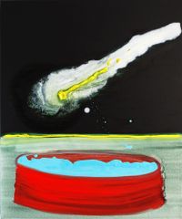 Komet und Pool | 60 x 50 cm | Öl auf Leinwand